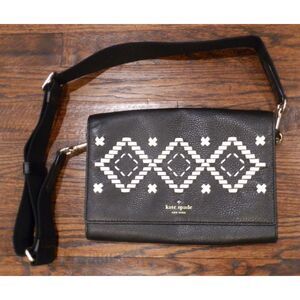 Kate Spade Flynn Street Valencia Black Leather Crossbody Purse Bag Women's